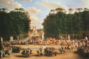 De intocht van Napoleon en Marie-Louise in de Tuilerieën op hun trouwdag, 2 april 1810
